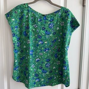 Ann Taylor Factory Blue and Green Floral Blouse